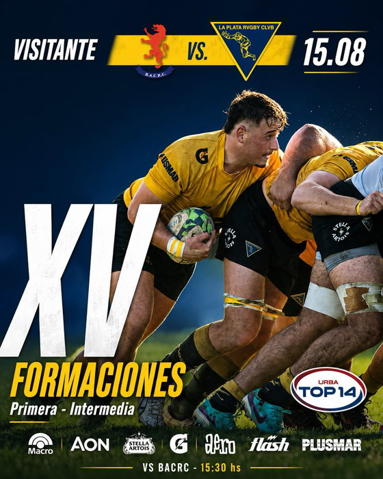 🏉 🏉 Te compartimos la formación de la Primera e Intermedia para enfrentar a @bacrc1864 por la fecha 18 URBA Top 14 este sábado 15/08 🏉

📍 BACRC 
🕜 inter:  13:45 hs
🕞 Primera : 15:30hs
📺  en vivo por Disney + (en diferido por ESPN)

#urbatop14 #amarillo