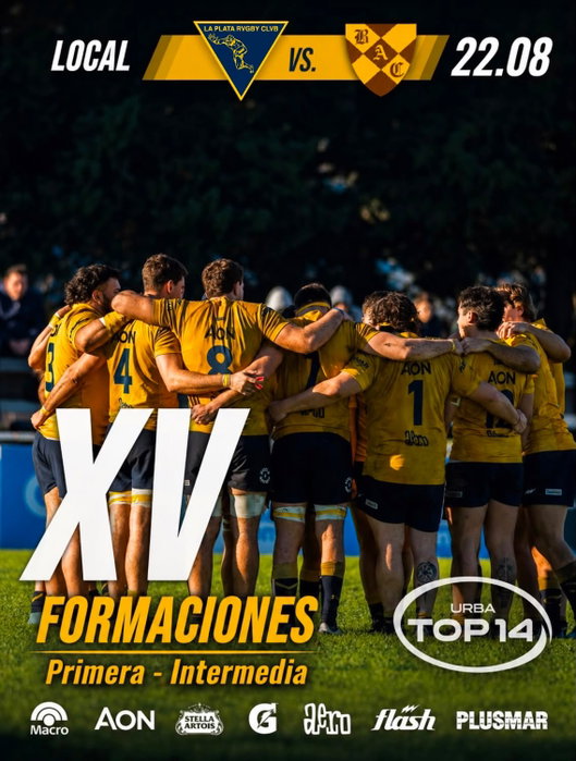 🏉 🏉 Te compartimos la formación de la Primera e Intermedia para enfrentar a @bac1896 por la fecha 19 URBA Top 14 este sábado 22/08 🏉

📍 Manuel. B Gonnet
🕜 inter:  13:45 hs
🕞 Primera : 15:30hs
📺  en vivo por Disney +